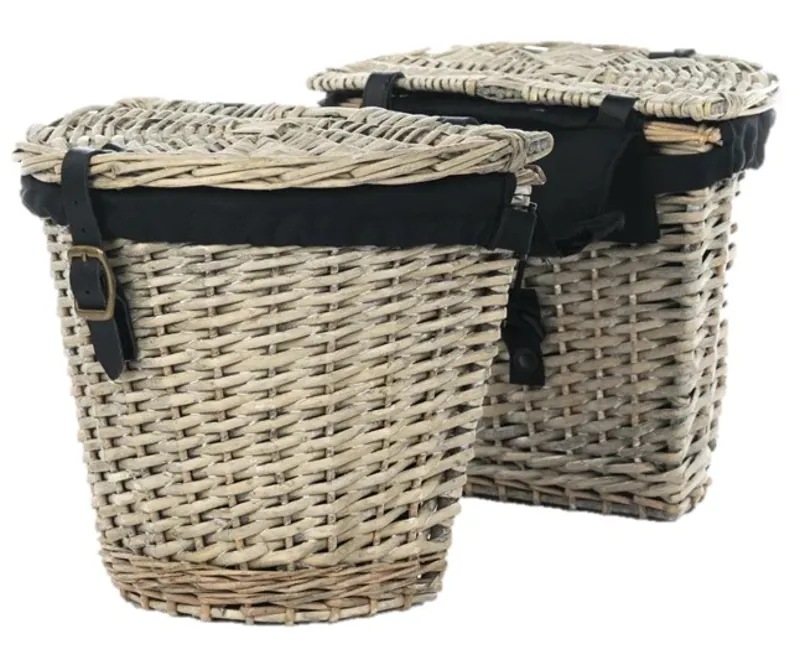 Pedego Rear Wicker Double Basket In Gray