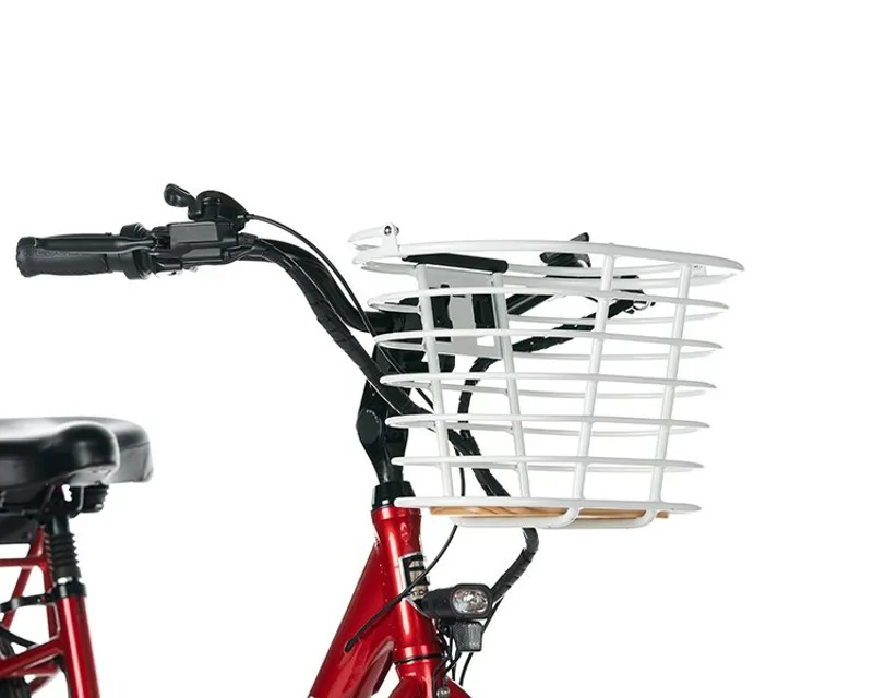 Front Aluminum Handlebar Bike Basket with Mounting Bracket - White-2