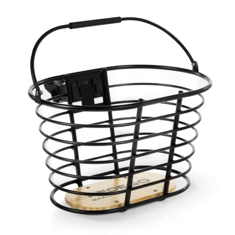 Front Aluminum Bike Basket with Mounting Bracket - Black