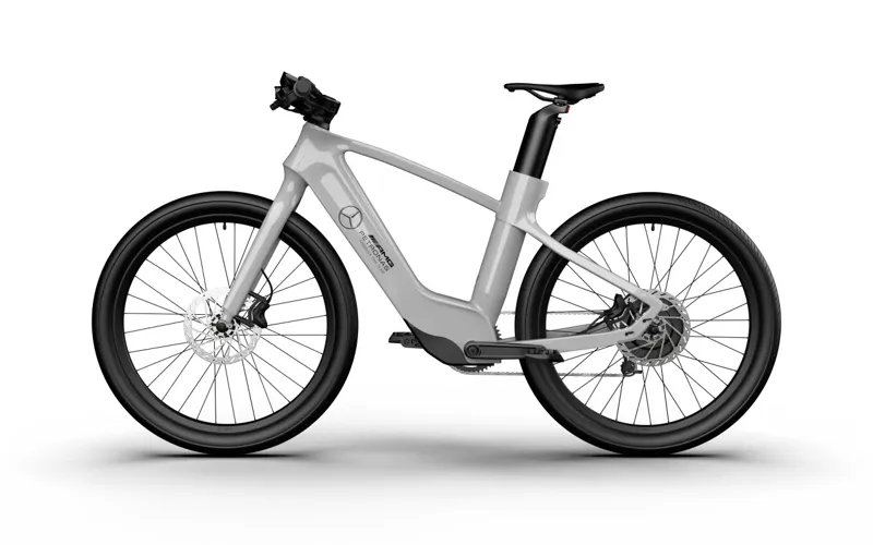 Mercedes-AMG F1 City Edition 250 Electric Bike in Silver and Helmet-1
