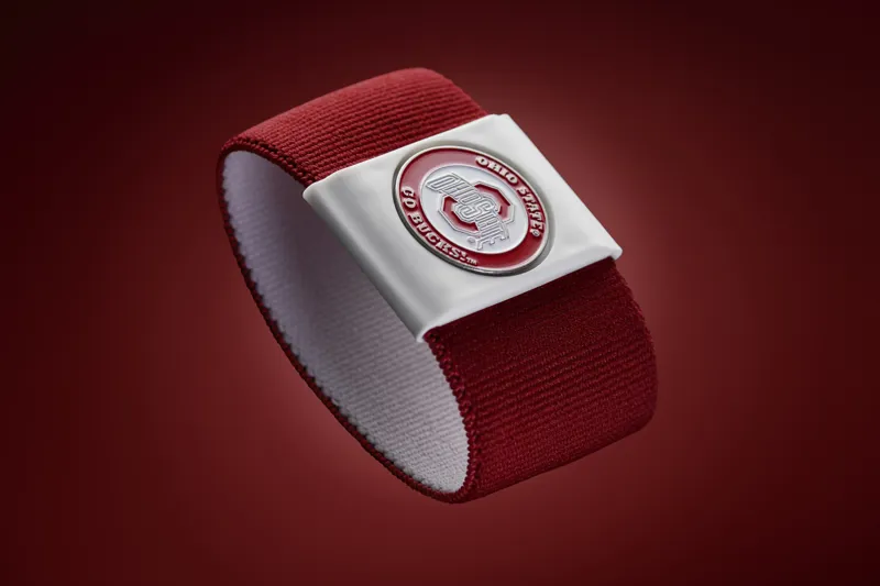 Bandit Elastic Money Clip - OHIO STATE BUCKEY Medallion - Red Band - White Clip-4